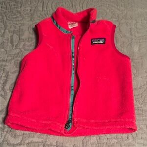 Patagonia Vibrant Pink Fleece Vest with Teal Accents